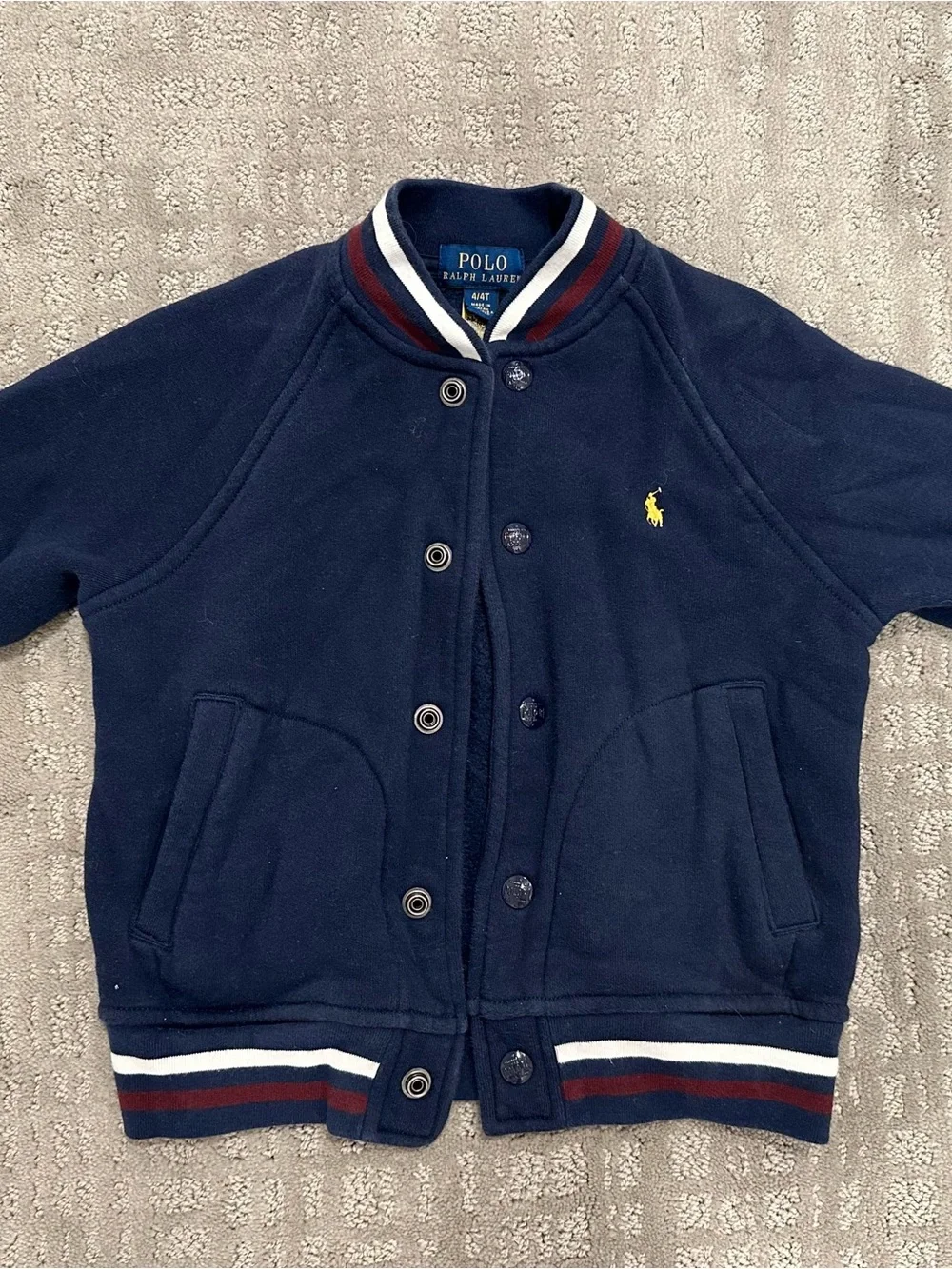Polo Ralph Lauren Boys Navy Fleece Varsity Bomber Jacket 4T
